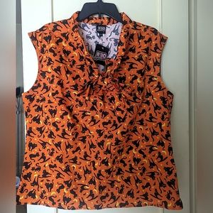 NWT! Retrolicious Plus Size Black Cat Bow Blouse - 1X - Unique Vintage